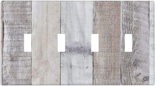 Miniatura 11 de Placa de pared dúplex de receptáculo de dispositivo de 1 gang de madera envejecida blanca gris con veta de tablón, cubierta de enchufe eléctrico