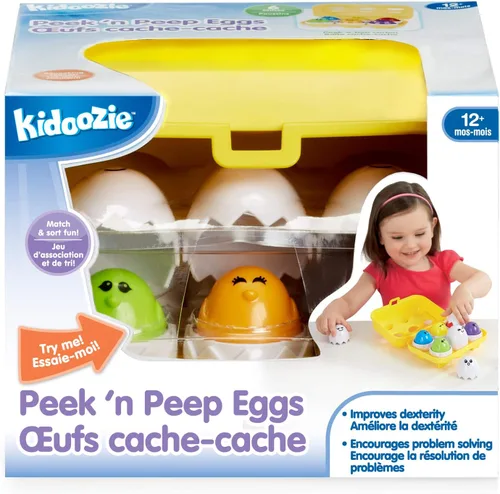 Miniatura 7 de Kidoozie Peek N Peep Eggs - Juguete de clasificación y apilamiento mentalmente estimulante para edades de 1 año en adelante, una forma divertida