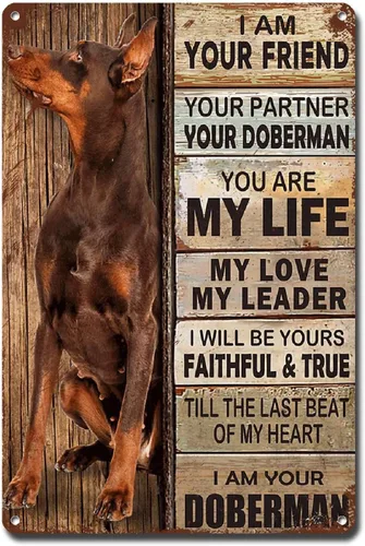Lygond Letrero de metal con texto en inglés "I Am Your Friend", regalo para amantes de Doberman, amantes de los perros, impresiones artísticas de