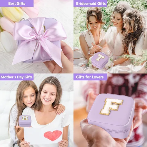 Miniatura 6 de CHMI Joyero de viaje, joyero de viaje morado, organizador de joyas de viaje, regalos de viaje para mujeres y niñas, caja organizadora de joyas