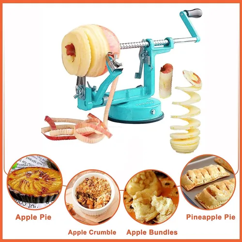 Miniatura 6 de Descorazonador pelador de manzanas, pelador de manzanas de hierro fundido cromado de larga duración con cuchillas de acero inoxidable y potente base