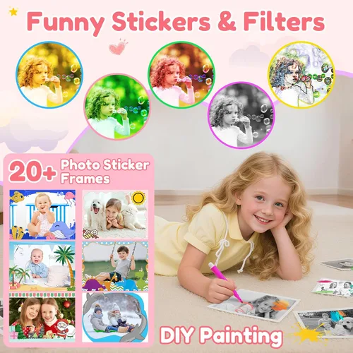 Miniatura 8 de Cámara de impresión instantánea para niños, cámara instantánea para niños con videos de 1080P, regalos de cumpleaños de Navidad para niñas y niños
