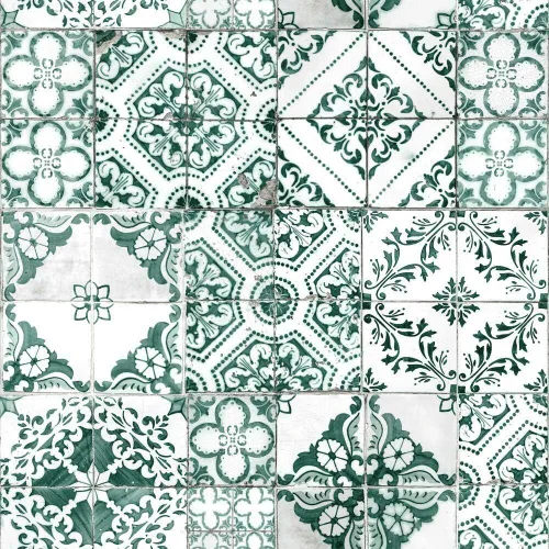 Miniatura 6 de RoomMates RMK11281WP Papel tapiz autoadhesivo de azulejo mediterráneo verde bosque