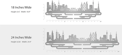 Miniatura 5 de Allied Medal Hangers World Marathon Majors (Cityscape) (18 pulgadas de ancho con 7 barras colgantes) - Estante de exhibición para colgar medallas