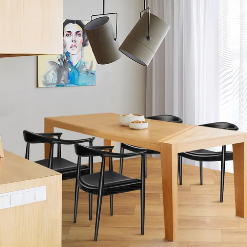 Miniatura 2 de Kennedy - Sillón tapizado de piel sintética, silla de comedor de estilo moderno de mediados de siglo, adecuada para cocina, comedor, oficina (negro)
