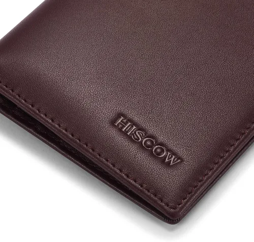 Miniatura 24 de HISCOW Billeteras plegables de cuero de grano completo para hombres, billetera minimalista delgada para hombre, regalos para papá, cumpleaños, día
