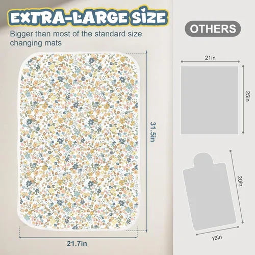 Miniatura 3 de Cambiador de Pañales para Bebé – 31.5" x 21.5" Extra Grande Impermeable Absorbente Alfombrilla Cambiadora Portátil, Forro de Cambiador Reutilizable