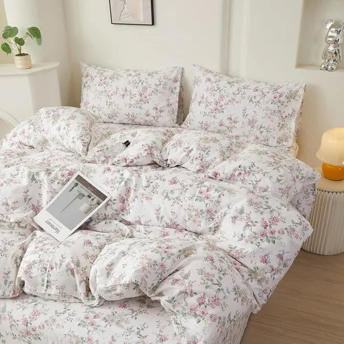 Miniatura 23 de EAVD - Juego de funda de edredón floral amarillo, tamaño Queen, de algodón, reversible, con estampado de jardín, floral, estético, 1 funda