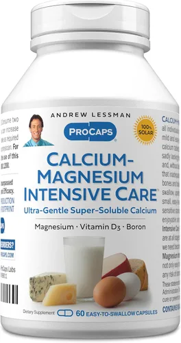 ANDREW LESSMAN Calcio Magnesio Cuidado Intensivo 60 Cápsulas - Esenciales para la salud ósea y esqueleto. Cápsulas fáciles de tragar, polvo fino