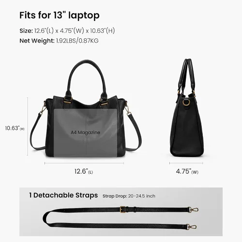 Miniatura 4 de befen Carteras de cuero genuino suave para mujeres, bolso tote pequeño, carteras, bolsos cruzados con asas superiores, cartera bandolera tipo satchel