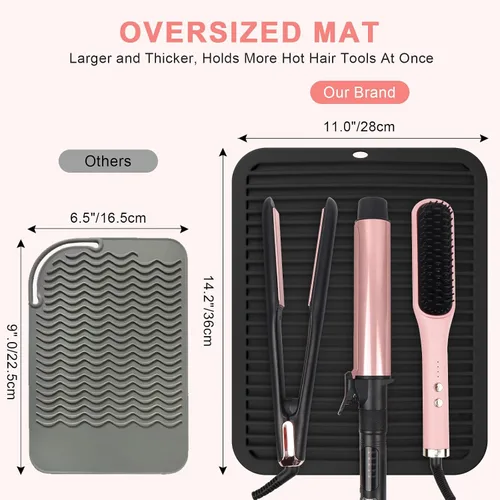 Miniatura 3 de Alfombrilla de silicona resistente al calor, alfombrilla profesional para herramientas de cabello para rizadores, planchas, alisadores de pelo