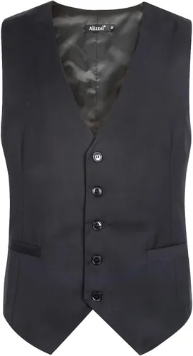 Miniatura 2 de Alizeal Chaleco clásico de color sólido para hombre, chaleco de esmoquin de ajuste regular para boda