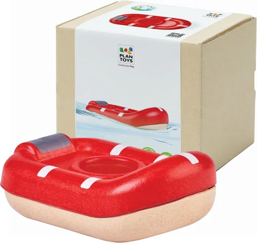 Miniatura 16 de PlanToys® Barco de guardia costero de madera con conductor Juguete impermeable para baño y agua Juguete Montessori para juego imaginativo