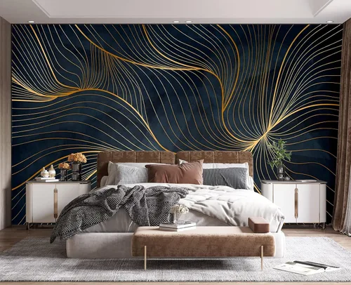 Miniatura 21 de Papel tapiz mural de pared 3D de metal rojo y negro para dormitorio, 137" x 100