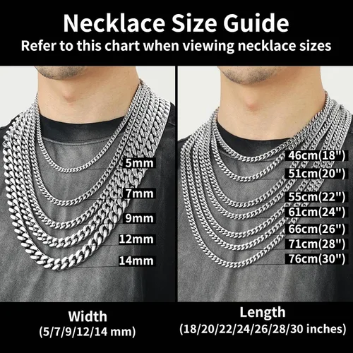 Miniatura 6 de ChainsHouse - Cadena de acero inoxidable para hombre, negrooro de 18 quilates, de 1364, 932, 2364, 1532, 3564 pulgadas de ancho, sin deslustre