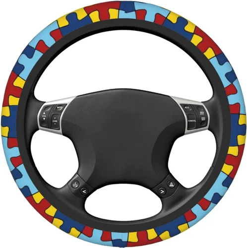 Miniatura 3 de Funda universal para volante de concientización del autismo para mujeres y hombres, protector universal de volante de 15 pulgadas, antideslizante
