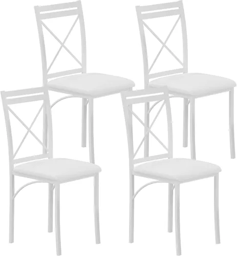 Miniatura 9 de VECELO Juego de 4 sillas de comedor de metal, patas de acero y asientos acolchados de piel sintética para cocina, sala de estar, color negro