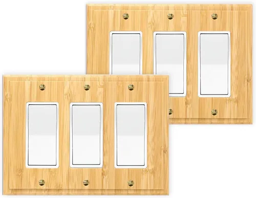 Miniatura 11 de Cubiertas de salida de madera maciza, placa de interruptor de luz de 4.8 x 3.14 pulgadas, placas de interruptor de bambú y cubiertas de Placa