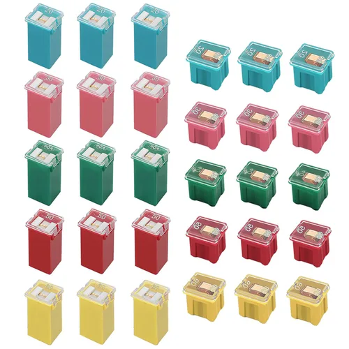 Taiss - Juego de 30 fusibles en forma de caja, fusibles automotrices de perfil alto/estándar y bajo, fusibles automotrices de 20 A, 30 A, 40 A, 50