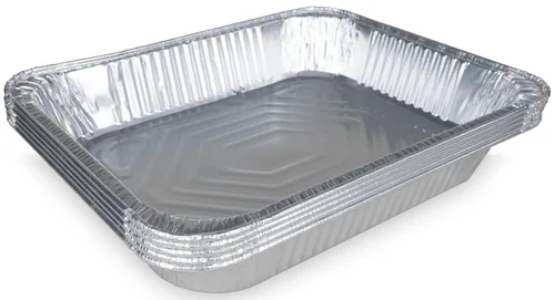 Miniatura 10 de IDL Packaging Sartenes de aluminio de tamaño medio con tapas, tamaño mediano, 13 x 11 x 2 pulgadas (paquete de 10) - Sartén desechable de aluminio