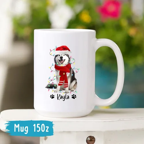 Miniatura 5 de Taza personalizada de Alaskan Malamute – Taza de café personalizada con nombre para los amantes de los perros – Regalo de cerámica de Navidad