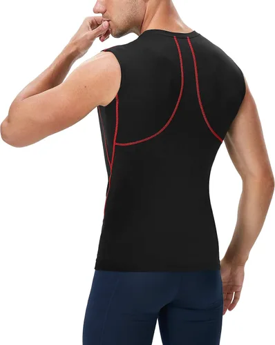 Miniatura 4 de Runhit Paquete de 3 camisetas de compresión sin mangas para hombres, entrenamiento deportivo, sin mangas, camiseta de compresión para hombres