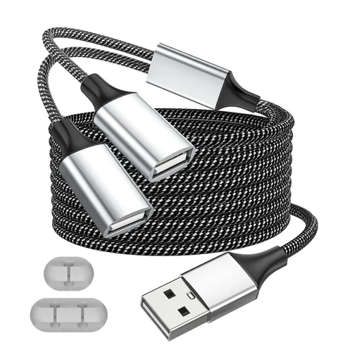 Miniatura 7 de Fidioto Divisor de cable de extensión USB de 6.6 pies, USBA 1 macho a 4 hembras, cable USB Y soporte de carga y transferencia de datos