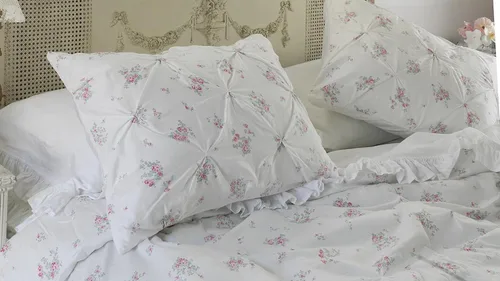 Miniatura 6 de The Farmhouse by Rachel Ashwell - Juego de edredón de 2 piezas individual/individual XL - Colección de ropa de cama Signature Rosebury, blanco/rosa