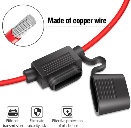 Miniatura 3 de MUYI Portafusibles de calibre 12 - Portafusibles en línea de 12 AWG con fusibles de hoja ATC de 30 amperios (paquete de 6)