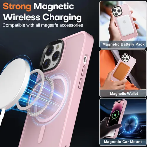 Miniatura 42 de Fuerte magnético para iPhone 11, compatible con Magsafe, [resistente a caídas de 13 pies] Funda trasera translúcida mate con sensación de piel