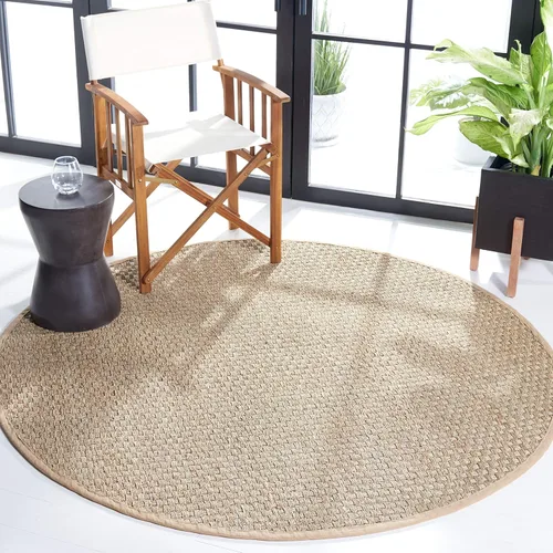 Miniatura 68 de Safavieh Natural Fiber NF114P - Alfombra redonda de hierba marina, tejido de canasta, con borde, de 244 cm, color gris Natural/ gris
