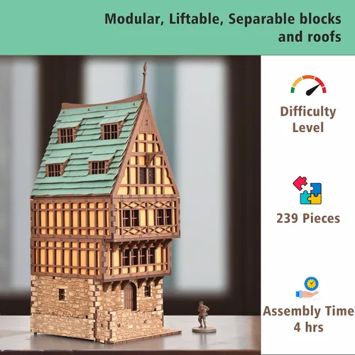 Miniatura 3 de Casa en Fila Ámbar, kit de construcción de madera DIY para adultos, adecuado para jugar - Realista