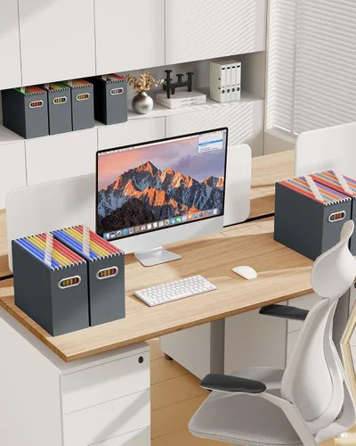 Miniatura 3 de Oterri Caja Organizadora de Archivos de Cartón para Carpetas Colgantes Tamaño Carta, Caja de Archivos para Escritorio de Computadora, Archivador