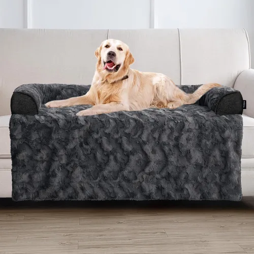Miniatura 24 de Cama calmante para perros grande para sofá, funda de sofá extraíble de 41 x 37 pulgadas para perros, lavable, antideslizante y esponjosa de felpa