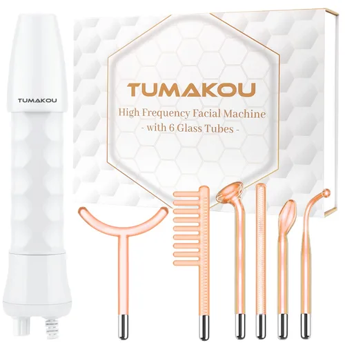 TUMAKOU Varita facial de alta frecuencia, máquinas de dispositivo facial de alta frecuencia naranja para piel y vello facial, varita de alta