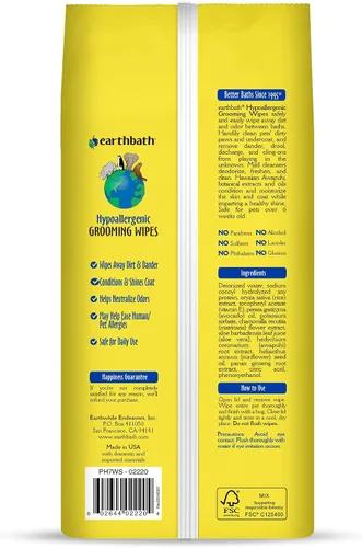 Miniatura 2 de Earthbath Toallitas para aseo de perros - Toallitas para perros para patas y trasero, Toallitas para mascotas para perros y gatos, ayuda para pieles