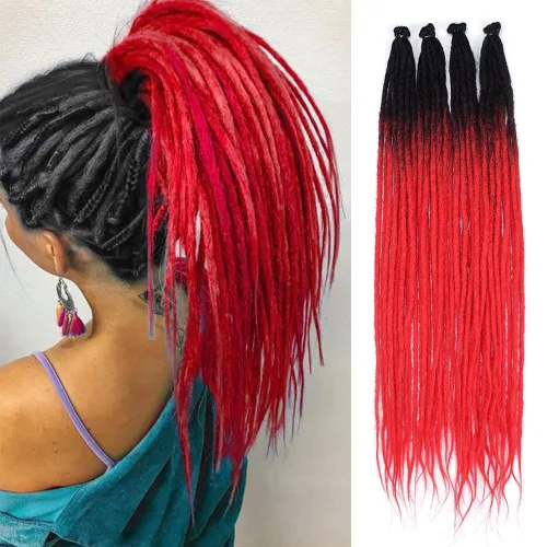 Miniatura 16 de Kraler - Extensiones de rastas de 22 pulgadas con 40 hebras, trenzadas a mano, estilo reggae, de color blanco perla, sintéticas, de 0,6 cm de ancho