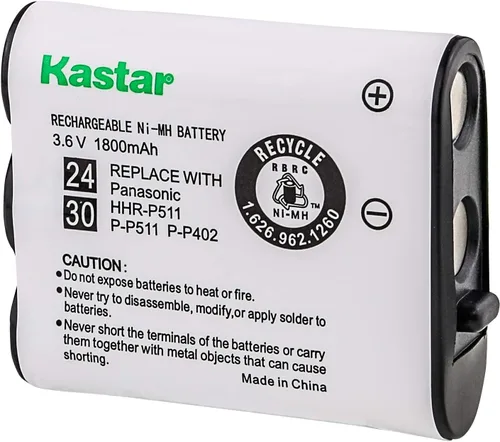 Kastar Reemplazo de batería de teléfono inalámbrico recargable de 1500 mAh para Panasonic P-P511 PP511A N4HKGMA00001 KXTGA510M KX-TGA510m KX-TGA510A