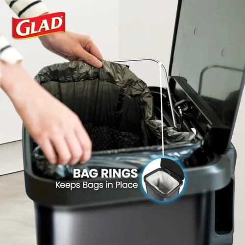 Miniatura 6 de Glad Basurero con pedal de acero inoxidable de 20 galones / 75.5 litros con protección contra olores CloroxTM, color gris plomizo acero