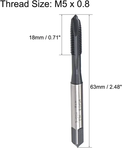 Miniatura 2 de uxcell Grifo de roscado de punto espiral M2.5 x 0.45, tolerancia H2 de acero de alta velocidad recubierto TICN, vástago redondo con extremo