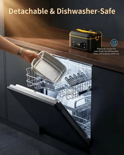 Miniatura 6 de RUDAP Lonchera Eléctrica Inalámbrica, Calentador de Alimentos Portátil Recargable de 24000mAh 1.2L con 5 Modos de Calefacción, Control Automático