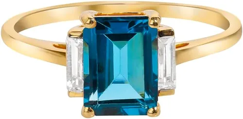 Miniatura 3 de YoTreasure Anillo de topacio blanco de 1.91 quilates, topacio azul de Londres, joyería de oro amarillo de 14 quilates, Metal Metal Piedra preciosa