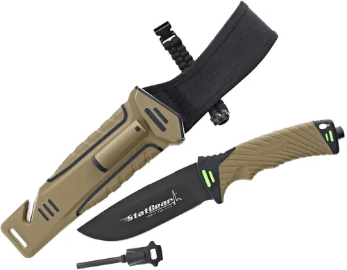 StatGear 99416 Surviv-All cuchillo para aire libre con iniciador de fuego, afilador y cortador de cable