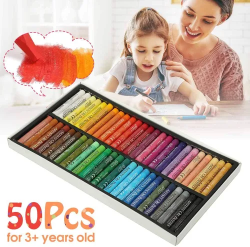 Miniatura 3 de Juego de pasteles al óleo, pintura profesional suave para dibujo, crayones de arte de grafiti lavables redondos no tóxicos, barras de pastel