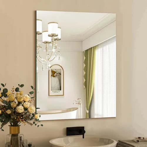 Miniatura 14 de Mirrorons Espejo de pared sin marco de 18 x 24 pulgadas, modernos espejos rectangulares de baño para pared con borde pulido, horizontal