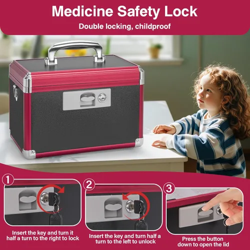Miniatura 4 de Caja con cerradura para medicamentos para medicación segura – 11.2 x 7.6 x 7.6 pulgadas – Caja de almacenamiento con cerradura para medicamentos