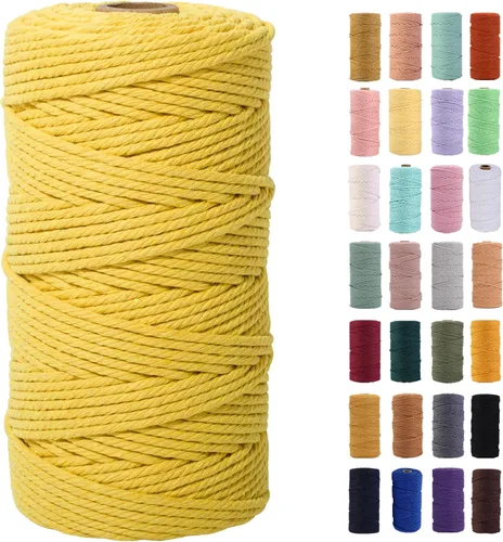 Miniatura 57 de Cordón de macramé gris rosado de 0.118 in x 109 yardas, cuerda de algodón colorido de algodón suave para colgar en la pared, colgar plantas