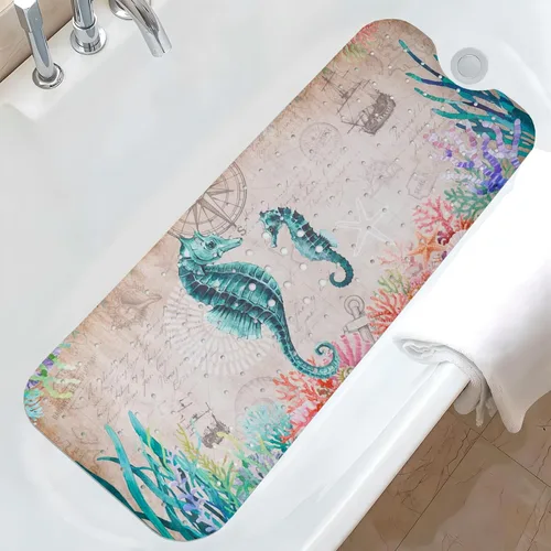 Miniatura 11 de Tapete de baño de sirena antideslizante, bonito tapete de baño de goma para bañera, tapete de baño para niños y niñas pequeñas, tapete de ducha