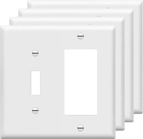 Miniatura 22 de ENERLITES - Placa de pared combinada de acero inoxidable para interruptor de palanca y decorativo, resistente a la corrosión, placa metálica de 2