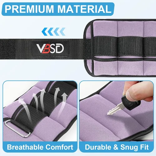 Miniatura 3 de VBSD Pesas de tobillo ajustables para hombres y mujeres, 2, 4, 6, 8, 10 libras, 1 par de correas de peso para piernas, juego de pesas de tobillo